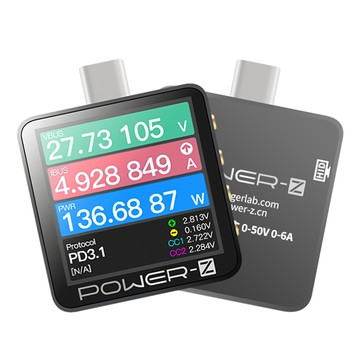 ChargerLAB POWER-Z USBC口 1.54吋螢幕 測240W大功率PD 3.1 50V 6A 充電頭測試儀 KM003C 電壓電流 PD USB 電流檢測儀