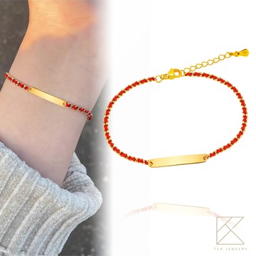 【TLH】 黃金紅繩手工編織手鍊 純金999 金愛永繫 約重0.25錢±0.03