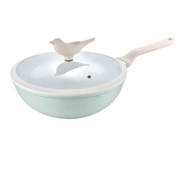 愛達康大容量炒鍋麥飯石深炒鍋帶蒸屜蒸煮倆用輕油煙不粘鍋