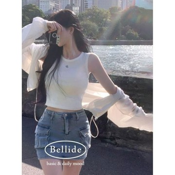 Codibook｜韓國 BEIDELLI 羅紋短刺繡背心［預購］無袖 女裝