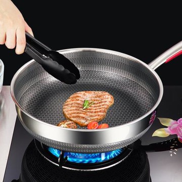 316不銹鋼加深煎炒鍋食品級蜂窩不粘家用平底鍋煎牛排燃氣電磁爐