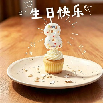 🔥臺灣熱賣⚡️塗鴉氣球數字生日蠟燭ins風0-9週歲派對蛋糕裝飾彩色英文甜品插件🎉