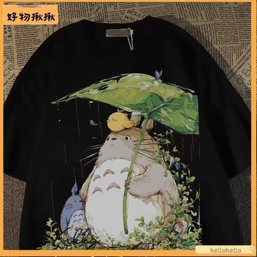 台灣直售🛒 龍貓短袖 卡通短袖🍀日系復古龍貓印花情侶短袖女男夏季2024新款學生寬松胖mmT恤上衣 動漫短袖 動漫周