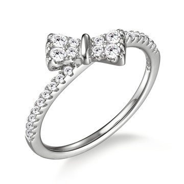 925純銀戒指．可愛蝴蝶結．銀色