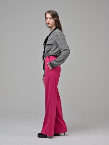 Tencel Blend Wide Straight Side Button Pants [MAGENTA]