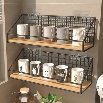 ??快速出貨?? 公司貨 壁掛式杯架免打孔水杯咖啡杯置物架掛墻茶杯茶包收納墻上懸掛放置