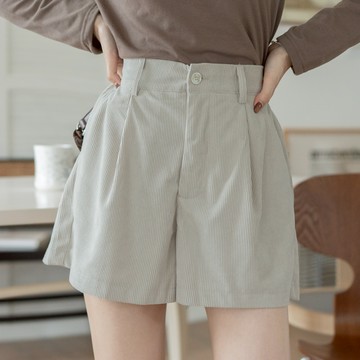 單釦拉鍊後鬆緊口袋燈芯絨短褲 SO8055671【現+預】