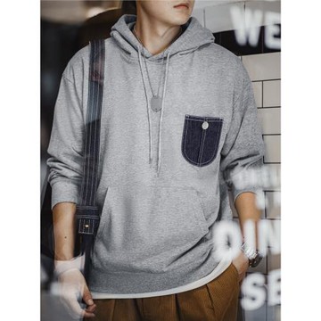 馬登工裝美式休閑口袋拼接連帽衛衣cleanfit運動長袖上衣男春