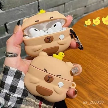 ✨限時特惠✨可愛卡皮巴拉AirPods1/2/3/4代耳機套適用AirPodsPro2藍牙保護殻/全包/防摔耳機套
