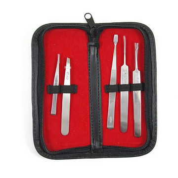 精華時代 皮套裝5入美容萬用鑷子 07-005-1 [30228] ::WOMAN HOUSE::