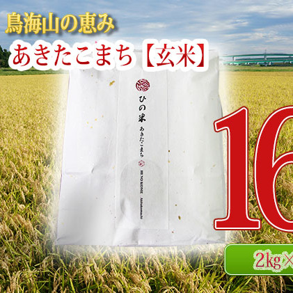 《定期便》2kg×8ヶ月 鳥海山の恵み！秋田県産 あきたこまち ひの米（玄米）計16kg（2kg×8回連続）