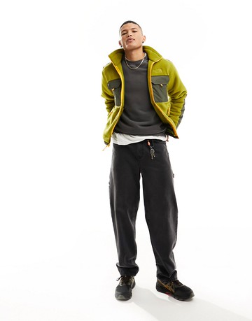 The North Face Royal Arch zip up quilted fleece jacket in khaki and green