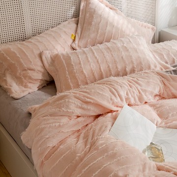 牛奶絨床上四件套珊瑚絨床單冬季加厚保暖法蘭絨簡約被套床笠款4