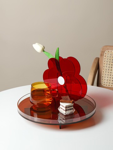 貝漢美北歐亞克力托盤擺件茶盤水杯盤客廳創意家用套裝藝術裝飾品