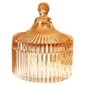 帶蓋收納水晶玻璃罐 蒙古包款 小(直徑10.3 x 5 x 12.8cm) 2個  琥珀色  1組