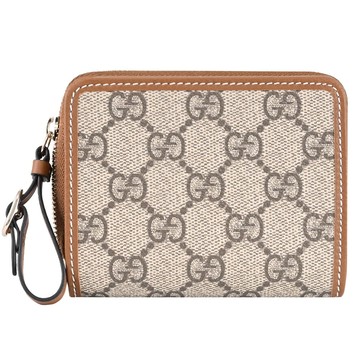 GUCCI 819131 GG Emblem 經典印花零錢短夾.駝/棕
