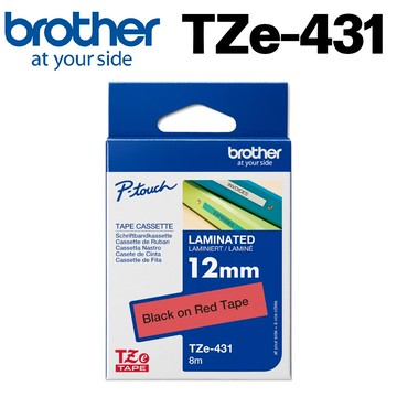 原廠現貨 brother tze-431 標準黏性護貝標籤帶 12mm 紅底黑字