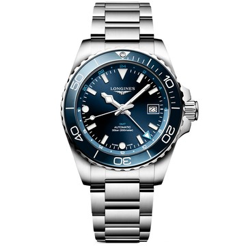 LONGINES HydroConquest 深海征服者 GMT 陶瓷潛水機械錶-41mm L3.790.4.96.6