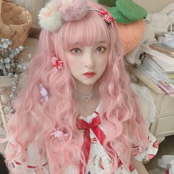 [24H台灣出] 日系空氣瀏海假髮 女生網紅全頭套 現貨 大波浪長髮 自然蓬鬆 韓系氣質 日常 水波紋羊毛捲整頂式假髮