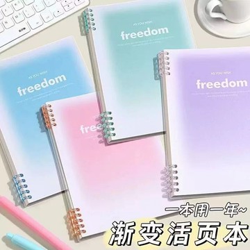 ⚡台灣現貨⚡漸變活頁本 不硌手A5活頁 可拆卸筆記本 記事本 空白筆記本 日程本 手賬本 行程本 加厚本子 0601