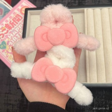 奶呼呼可愛後腦勺髮夾粉色蝴蝶結少女心百搭秋冬新款毛茸茸抓夾女