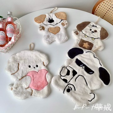 可愛小狗擦手巾 珊瑚絨吸水毛巾 浴室擦手巾 廚房擦手巾 吸水手巾 日常用品