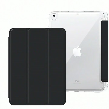 vXTRA 飛創 清透背蓋3折式平板皮套 筆槽版  1個  iPad 10.2吋/iPad AirPro 10.5吋  秘境黑