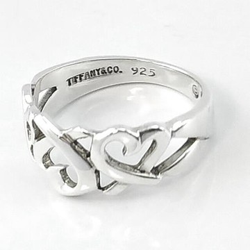 九八成新展示品-TIFFANY 925純銀-三個LOVING HEART造型女用中版戒指