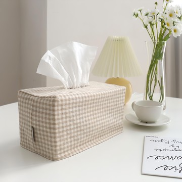 eunoya 棕色格紋舒適面紙套  24 x 12 x 12cm  咖啡色