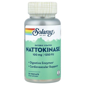 Solaray, 納豆激酶，100 毫克 (1,250 FU)，30 粒素食膠囊