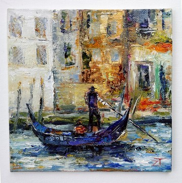 Venice Italy Oil Painting Original Wall Art on Canvas panel.