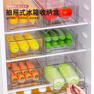 廚房冰箱收納盒抽屜式保鮮盒冰箱多層食品水果雞蛋水餃整理盒批發
