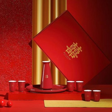 結婚敬酒杯婚宴陶瓷酒壺中式婚禮分酒器喜慶套裝中國紅酒具