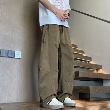 【臺灣出貨】2026美式褶皺春秋工裝褲子男士 春秋冬季寬鬆直筒新款休閒褲 廢土風機能工裝褲 速乾休閒褲 戶外直筒褲