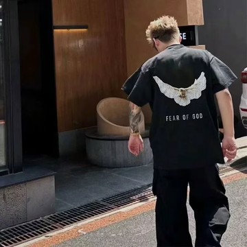 【台灣發貨】男裝印花短袖T恤 重磅純棉美式復古寬鬆版鴿子