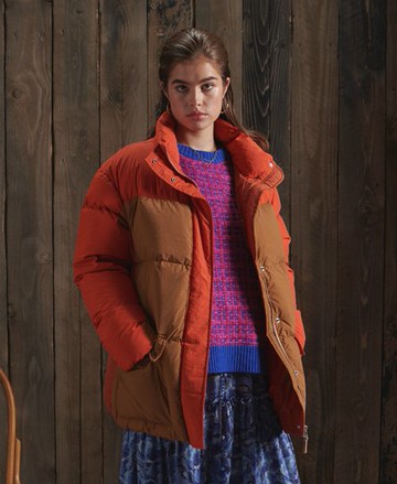 Superdry Women's Women's Dry Down Funnel Jacket Orange / Orange Mix - Size: 12 Size: 8