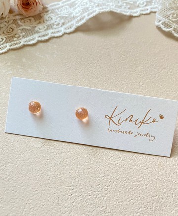 圓形透亮橘色光澤耳環 不鏽鋼耳針 led/uv膠飾品