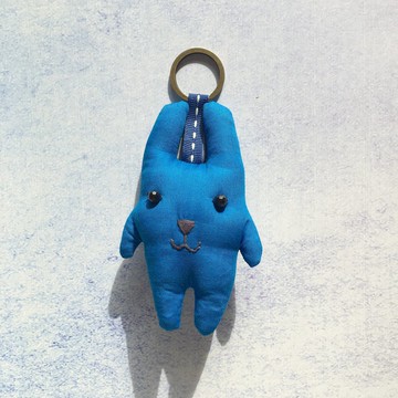 +純色寶藍+兔子鑰匙圈