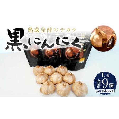 ふるさと納税 黒にんにく「くろくま」L玉 3個×3パック（合計9個） 熊本県宇城市