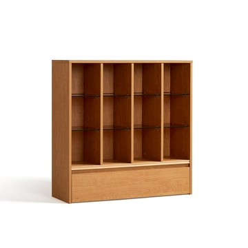 hoi!林氏木業復古風暖木色組合櫃系列多寶格櫃 QA4X