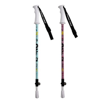 Pioneer 開拓者 7075鋁合金 繽紛童趣登山杖 超輕量鋁合金材質 耐用強韌且不易變形 均勻上色+3D熱轉印 快速調節 防止變形  收納時56cm 伸長時100cm  粉色 + 藍色  1組