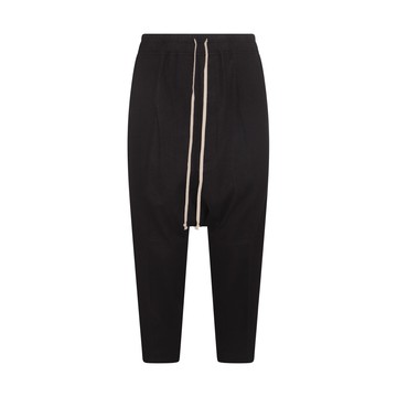 Rick Owens - Black Virgin Wool Drawstring Long Cropped Pants