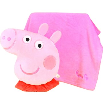 Peppa Pig 佩佩豬抱枕毛毯兩用午睡枕靠枕午睡毯冷氣毯空調毯子 000271(生日禮物 聖誕節)【小品館】