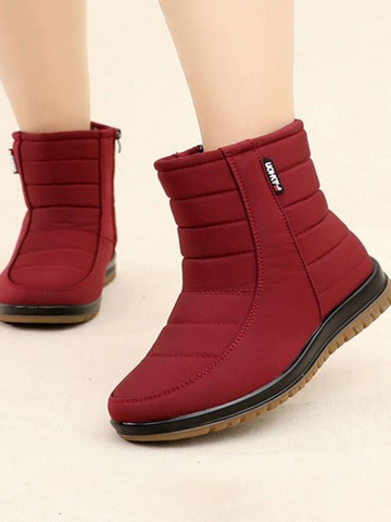 老北京布鞋冬季女式雪地靴加絨加厚中筒靴防水防滑中老年媽媽棉靴