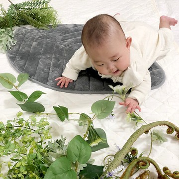 【SPICE】日本進口 樹葉腳踏墊(60*60cm)圓形樹葉- 灰色