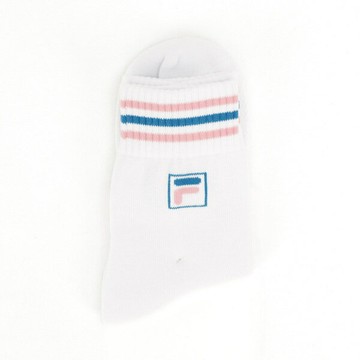 Fila Socks [SCU-7003-PK] 中筒襪 運動 休閒 舒適 潮流 百搭 棉質 台製 白底粉條紋