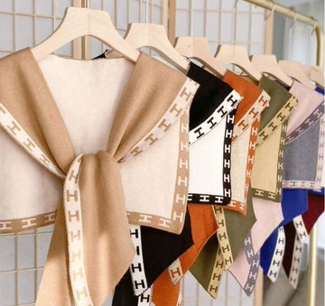 打結空調房搭肩H小披肩春秋夏季外搭針織圍巾女護頸圍脖【繁星小鎮】