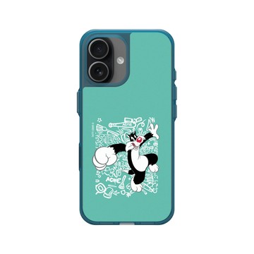 iPhone 17 Clear (相機按鈕) 夜幕藍 - 樂一通 Looney Tunes - 亂花系列-傻大貓