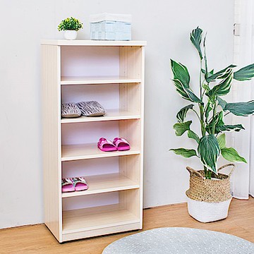 Birdie南亞塑鋼-1.6尺開放式五格收納櫃/置物櫃/鞋櫃(白橡色)-49x33x100cm