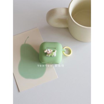 ins小清新綠色小狗適用于蘋果airpods4可愛四代保護套airpodspro2藍牙耳機殼ipods1/2連體新款三代軟硅膠pro